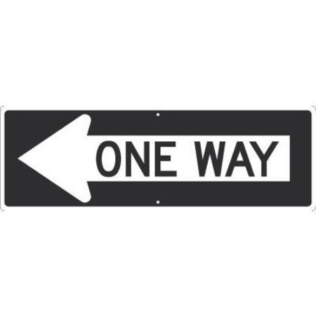 NATIONAL MARKER CO NMC Traffic Sign, One Way Arrow Left, 12in X 36in, White TM508J